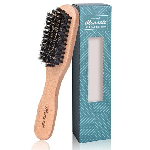 Travel Size Slick Back Hair Brush Small Wood Edge Control Hairbrush for Anti Frizz & Smoothing Flyaways  Mini Boar Bristle Hair Brush for Fine and Thin Hair Women and Men