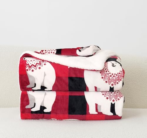 Elegant Comfort Reversible and Ultra-Plush Flannel Fleece-Winter Christmas Sherpa Throw- Lightweight Soft and Cozy-Holiday Decorative Throw, Perfect for Lounging, 50 x 60 inches, Polar Plaid Red - image 3