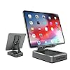 JTEMAN Wireless Bluetooth Speaker Tablet Stand, Adjustable with Bluetooth Speakers,Gifts for Women Men,Kitchen Gadget for Men,Compatible with Phones and Tablet (4.0-12.9”) – Graphite