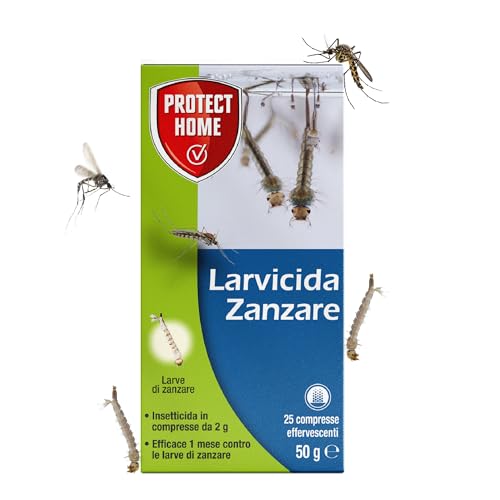Protect Home Larvicida zanzare compresse effervescenti per eliminare le larve di zanzare in acque stagnanti - antizanzare compresse x 25 pezzi