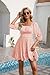 Phortric Womens Summer Tie Back Dress Square Neck Lantern Sleeve Off Shoulder Casual Mini Dresses(Pink, X-Small)