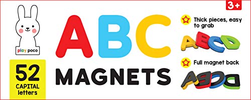 PLAY POCO ABC Magnets Capital Letters - 52 Magnetic Letters - Ideal for Alphabet Learning & Spelling Games - Child Safe Foam Alphabets with Full Magnet Back, red, 26x10x4 cm