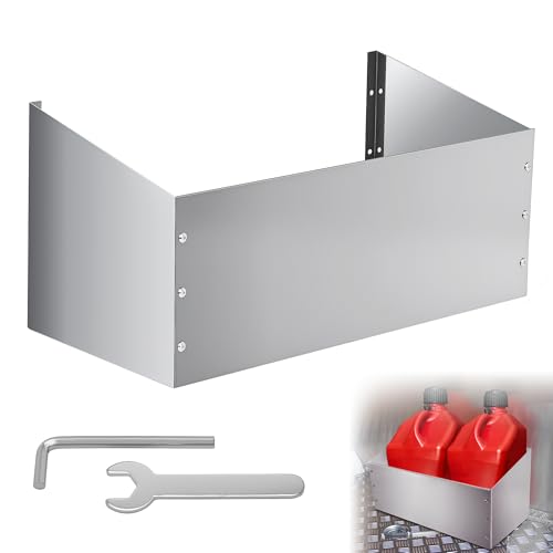 KUJIBGY Aluminum Fuel Jug Holder Rack, Gas Can Mount fits Two 5 Gallon Fuel Containers with Base Dimensions Under 11 Inches, Trailer Gas Can Holder (Three-Sided Support)