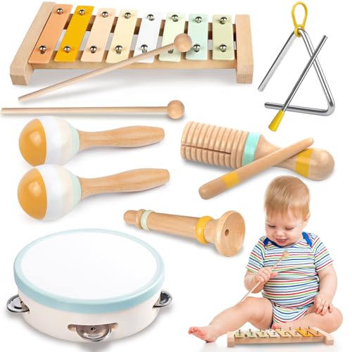 Fortand Strumenti Musicali per Bambini, Percussioni Montessori Legno Giochi Musicali Bambini Giocattoli Musicali Educativi Strumento Musicale Percussione Set Regali Per Bambini 3+