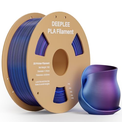 DEEPLEE Silk PLA 3D Printer Filament 1.75mm 1kg, Silk Tri Color Blue...