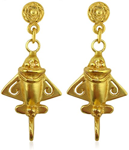Across The Puddle, Ancient Golden Jet Collection |Golden Jet-3 Dangle Earrings | Pre-Columbian Quimbaya Airplane Jet-3|Ancient Aircraft-3 Earrings