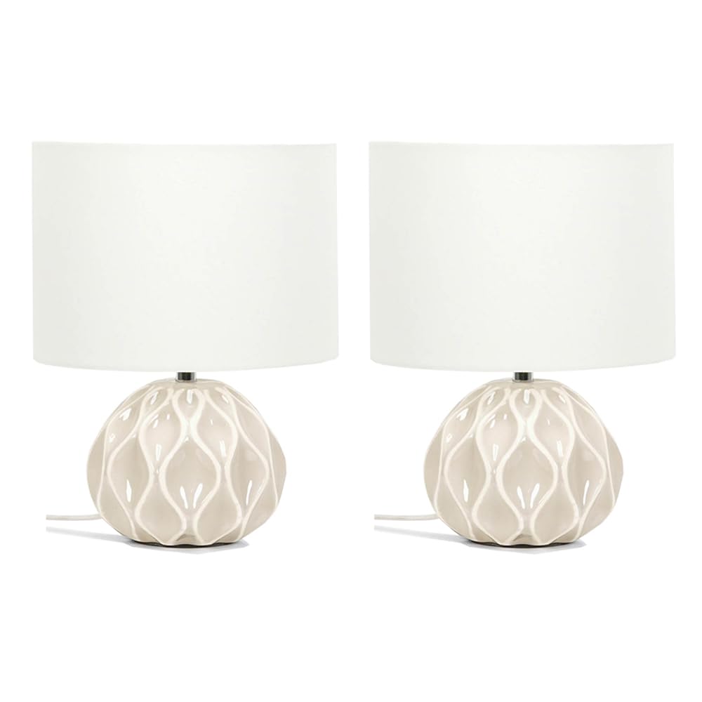 Valuelights Unisex Natural Pair Of Luca Ceramic Table Lamps