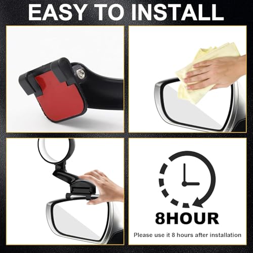 Image of Blind Spot Mirror Adjustable 360 Degree Car Side Mirror, HD Glass Rear View Exterior Accessories Frame Thickness Less than 5MM for Car SUV (long-armed Left)
