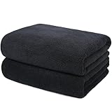 OASISGUEST Microfiber Hair Drying Salon Towels, Set of 2 (20‘' x 40'') Professional Super Absorbent Quick Dry (Black)