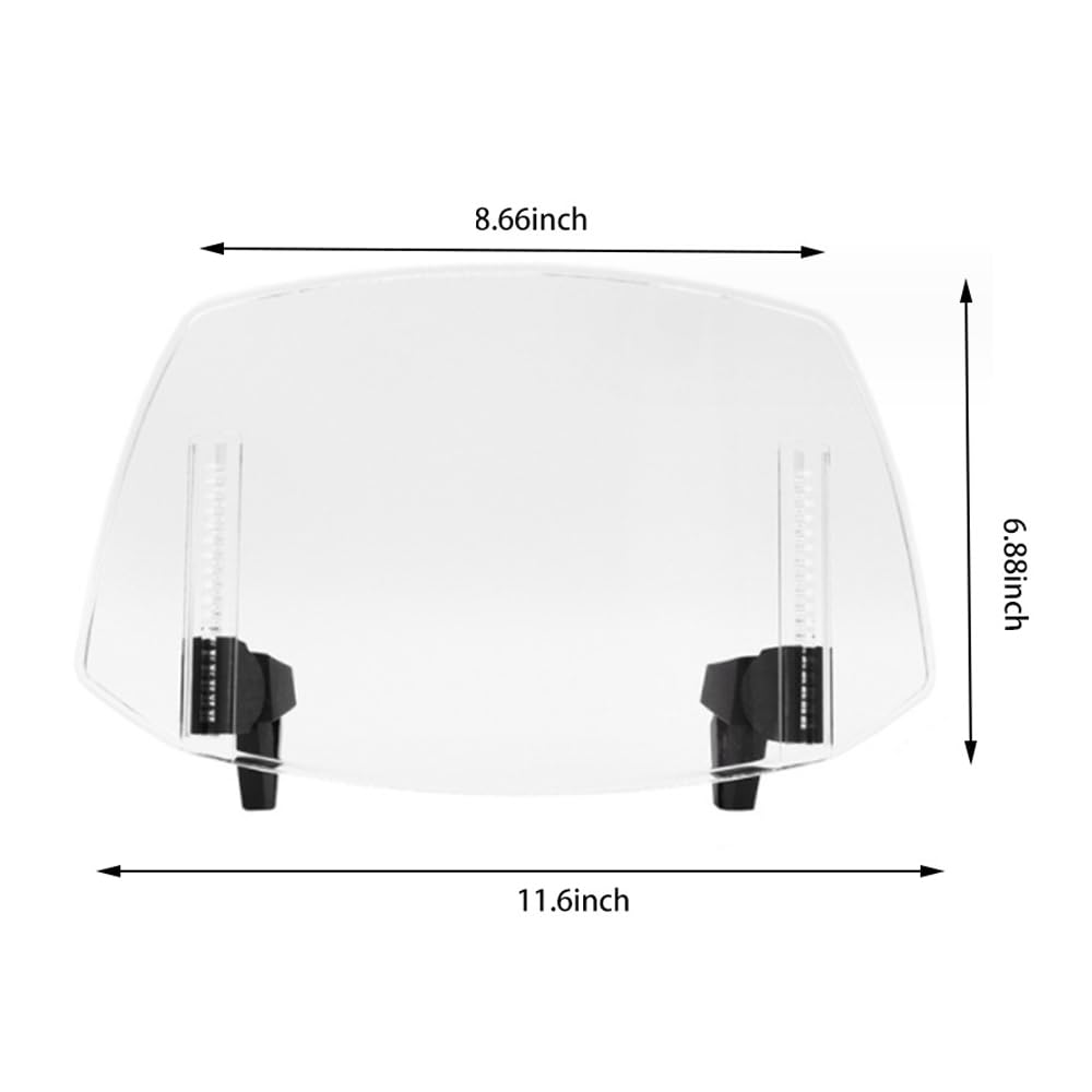 Shkalacar Extension de Pare-Brise de Moto,Universel Déflecteur de Pare-Brise Réglable à Clipser, pour la Plupart des Motos Tout-Terrain avec Pare-Brise