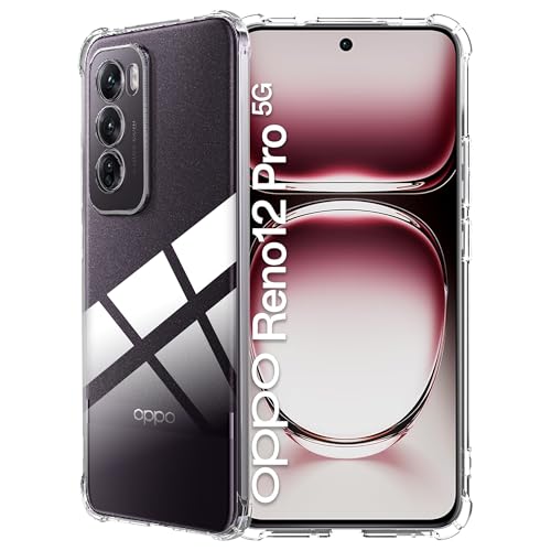 FDHYFGDY Custodia per Oppo Reno 12 Pro 5G, Cover in Silicone TPU Trasparente, Antiurto, Morbida e Sottile