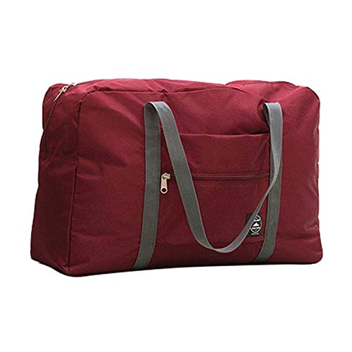 Sac de Rangement de Bagages de Grande capacité Sac de Voyage Pliable Sac de tri de vêtements Sac de Rangement de Voyage en Plein air - Vin Rouge Cover