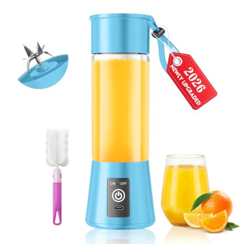 Image of Cordless Portable Personal Size Blender - Small Blender for Smoothies and Shakes, 6 Blades with 380Ml BPA Free Juice Cup, Freshly Squeezed for Picnic /Sports