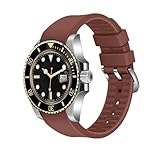 Juntan 22mm Universal Silicone Watch Band, Curved Ends Rubber Lightweight Watch Straps Sport Replacement Brown for Moonswatch Multiple Colors Men’s Women’s Watch Bands