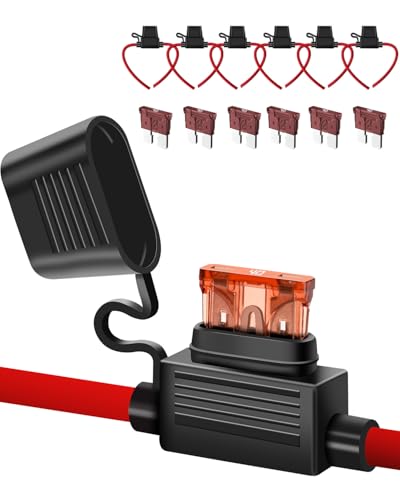 6 Pack 10 Gauge Inline Fuse Holder 12V - 10AWG Automotive Blade Fuse Holder with 6pcs 40 AMP ATC/ATO Standard Fuses