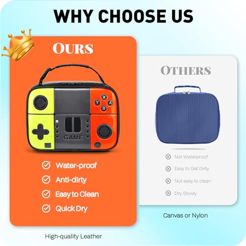 Hairao HR-001H Insulated Lunch Box For Boys,Game Lunch Bag For School Picnic Hiking Beach Travel Office,Waterproof Leakproof Lunch Bento Box,Leather Lunch Box thumb #2