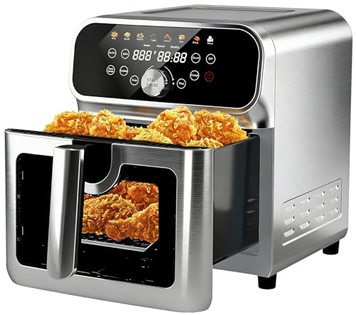 whall Air Fryer, 13QT Air Fryer Oven, Family Rotisserie Oven, 1700W Electric Air Fryer Toaster Oven, Tilt led Digital Touchscreen, 12-in-1 Presets for Baking, Roasting, with Accessories (12.5QT)