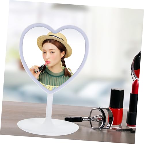 Espejo de maquillaje LED en forma de corazón con luz inteligente miniatura 3