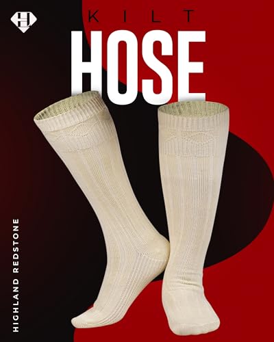 Highland Scottish Wool Blend Kilt Hose for Men Ribbed Socks for USA Shoe Sizes3