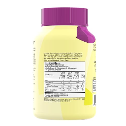 Senokot Dietary Supplement Laxative Gummies, 90 Ct, Constipation Relief, Natural Senna Extract, Gentle Overnight Laxatives for Constipation Relief, Mixed Berry Flavor