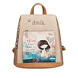 Anekke - Mochila Anti Robo de Mujer - Bolso Mediano - Bolsa de Viaje de Polipiel con Asas, Bolsillos y Cierre de Cremallera - Colección Mediterranean - Accesorios y Complementos Mujer - 30x32x16 cm