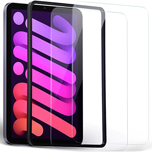 Ravol Displayschutzfolie für iPad Mini 6. Generation (8,3 Zoll, 2021), 2 Packungen Ultraklarer kratzfester Displayschutz aus gehärtetem Glas mit Montagerahmen Cover