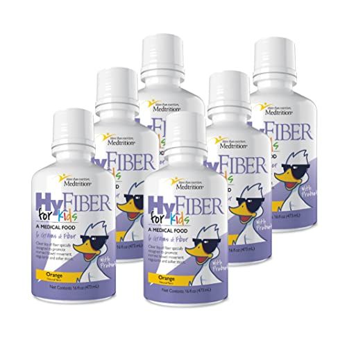 Medtrition HyFiber Liquid Fiber for Kids in Only One Tablespoon, Supports Regularity and Softer Stools, FOS Prebiotics for Gut Health, 6 Grams of Fiber, 32 Servings per Bottle (6 Bottles)