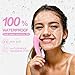 PRITECH Facial Cleansing Brush, Rechargeable Silicone Face Scrubber with Heat Massage End, Vibrating Exfoliator Scrubber for Deep Cleaning, Waterproof Face Brush for Women and Men (Pink)