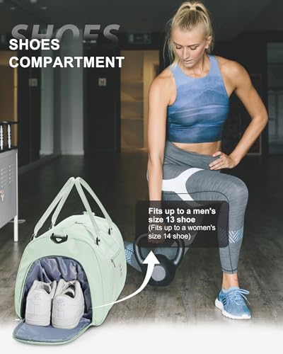 Image of Gym Bag Womens Mens with Shoes Compartment and Wet Pocket Travel Duffel Bag for Women for Plane Sport Gym Tote Bags Swimming Yoga Small Waterproof Weekend Overnight Carry on Bag Hospital Holdalls
