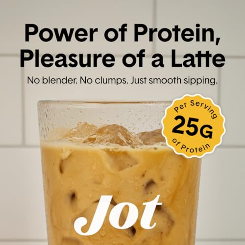 Image of Jot Protein Iced Coffee - 25g Grass-Fed Whey, Only 4 Ingredients - 170mg Caffeine, 1g Sugar, No Artificial Sweeteners - Mix with Water, Milk or Smoothie - Original Latte (15 Servings)
