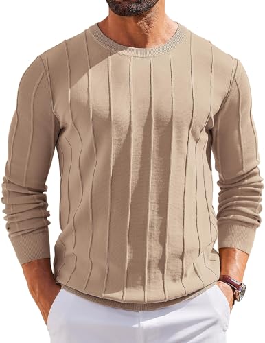 Pull homme manches longues kaki en maille tricotée COOFANDY taille M