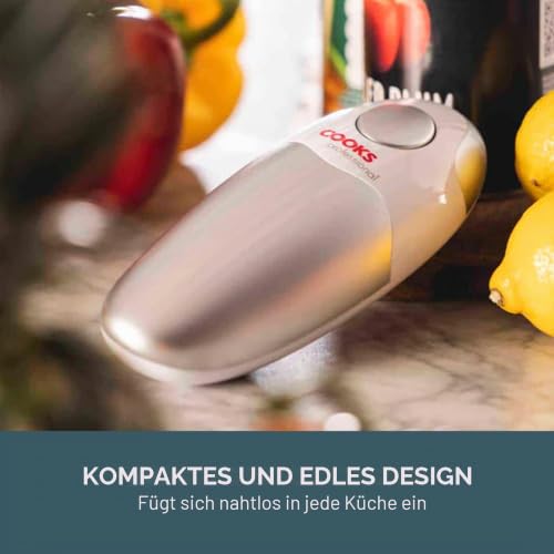 Foto von Cooks Professional Elektrischer Dosenöffner Automatisch | Kabelloser One-Touch Can Opener | Einhandbedienung mit Magnetischem Deckelheber | Für Rechts- & Linkshänder