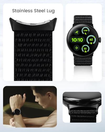 BlackPro Compatible with Google Pixel Watch 4 45mm/3 41mm Band, Adjustable Breathable Sport Strap for Google Pixel 4/3/2/1 Band for Men Women