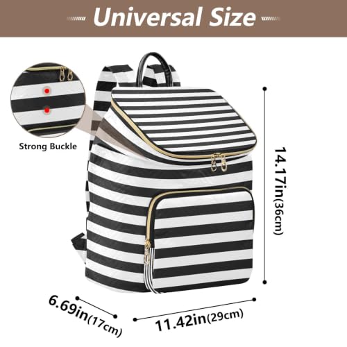 Sac à dos femme rayé noir blanc ultra léger pour soulager vos épaules