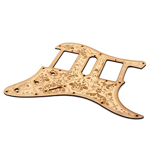 KKmoon Guitarra de madeira HSH Pickguard Maple Wood com padrão de flores decorativas para guitarras