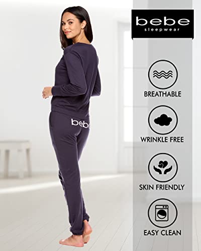 bebe Womens Pajama Sets - French Terry Pajamas Long Sleeve Pullover Top and PJ Pants with Pockets - Sleepwear for Women4