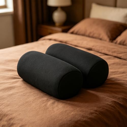 Oreiller Cervical Coussin Cylindrique Adorable Lavable Noir pour Nuque - 7