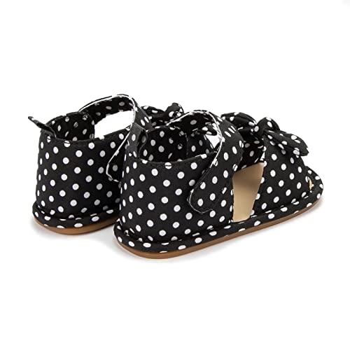 Infant Girls Open Toe Bowknot Dot Printed Shoes First Walkers Shoes Summer Toddler Flat Slides Shoes for Toddlers2