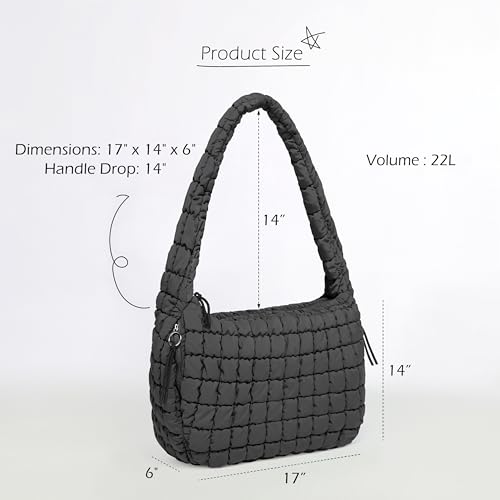 Image of ODODOS Quilted Carryall Tote Bag for Women Crossbody Hobo Lightweight Padding Shoulder Bag