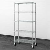 CAPHAUS Estantería de alambre ajustable NSF comercial resistente con ruedas y pies, unidad de almacenamiento de