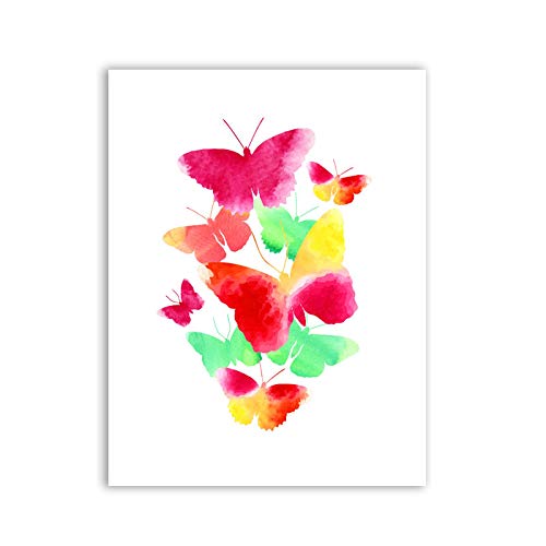 Affiche aquarelle papillon sur toile de coton moderne 60x80cm