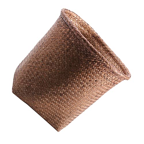 Image of Cabilock 1pc Straw Woven Wastebasket Storage Bin for Home Office Trash Can for Paper Design Versatile