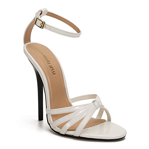 Image of MAIERNISI JESSI Unisex Men's Women's Strappy Stiletto Sandals, Ankle Strap, 5.1 Inch High Heel
