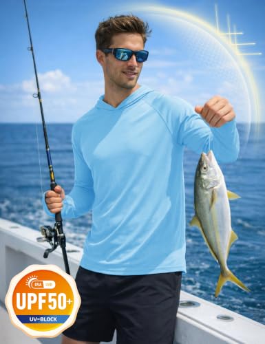 Image of KEFITEVD Men's Sun Hoodie Long Sleeve Fishing UPF 50+ SPF Quick Dry Shirts
