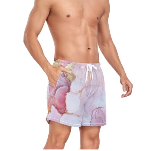 Pantalones cortos de natación para vacaciones de verano en la playa con estampado de mármol 5