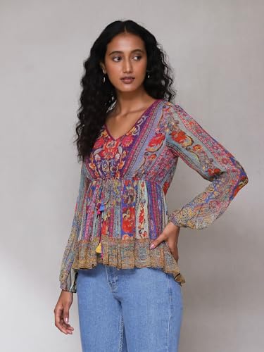 Image of Aarke Ritu Kumar Purple Floral Kurti