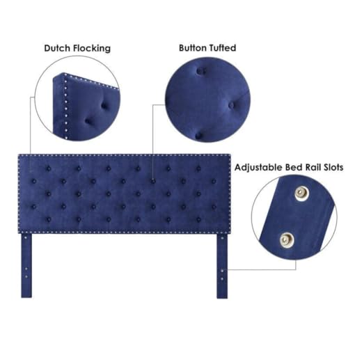 Image of Julius Upholstered Bed Queen Size Without Storage Solid Sheesham Wood | Modern Premium Fabric Upholstery Cushion Headboard | Queen Bed for Bedroom Wooden Double Bed Cot 78x60 Inch Queen