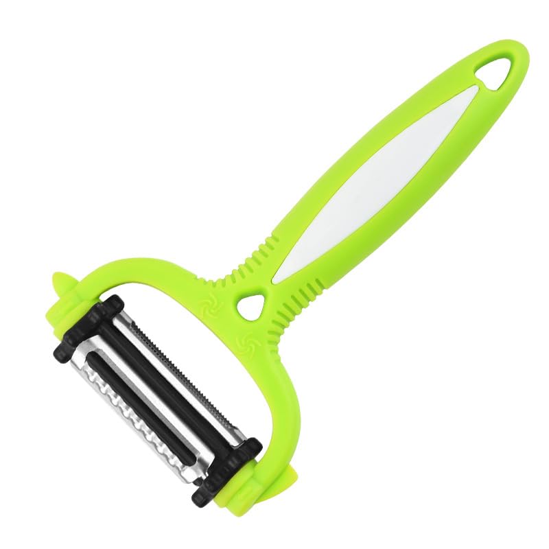 LOVEQI Potato Apple Vegetable Peelers for Kitchen, 3 in 1 Blade Spin Design With Julienne Function for Fruit Veggie Carrot Cucumber,with Ergonomic Non-Slip Handle & Sharp Blade