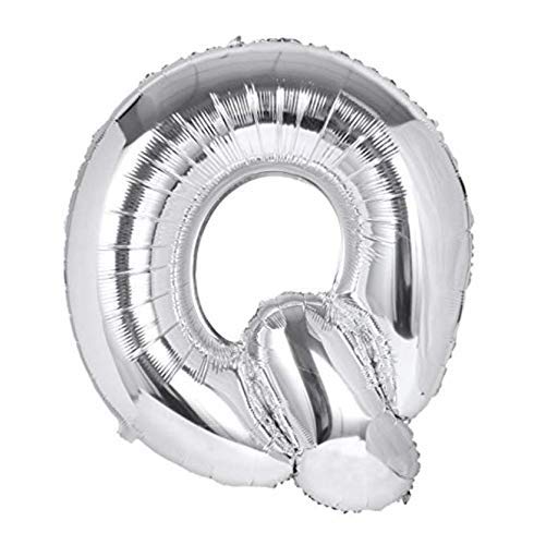 40" Argento Oro Grande Foil elio Alfabeto Lettera Palloncino festa di nozze A-Z (Silver, Q)