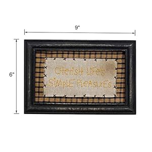   CVHOMEDECO-Primitives-Antique-Cherish-Lifes-Simple-Pleasures-Stitchery-Frame-Wall-Mounted-Hanging-Decor-Art-9-x-6-Inch